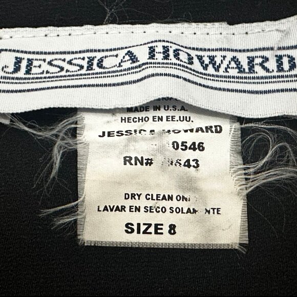 VTG 90s Jessica Howard Cropped Blazer – Black w/ White Contrast Piping, USA Sz 8 - Picture 10 of 14